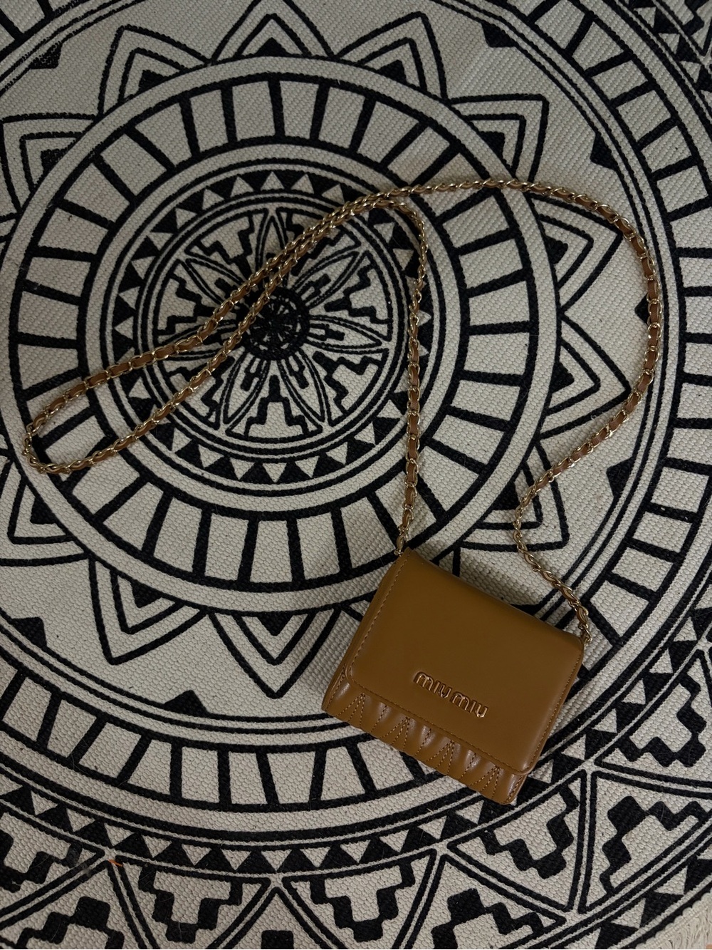 Source Unknown Tan Mini Crossbody with Gold Chain